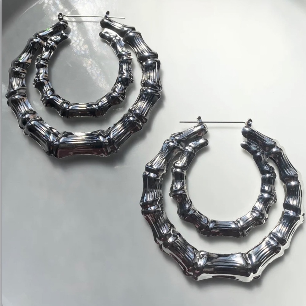 Bamboo Double Hoops